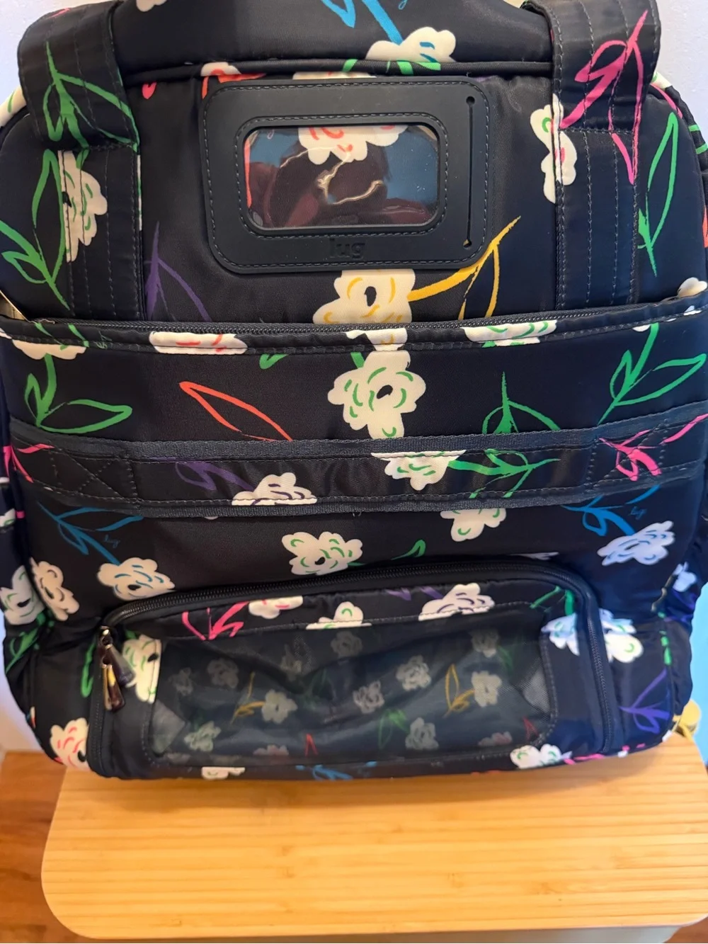 Lug Floral Brights Navy Puddle Jumper Tote NWOT